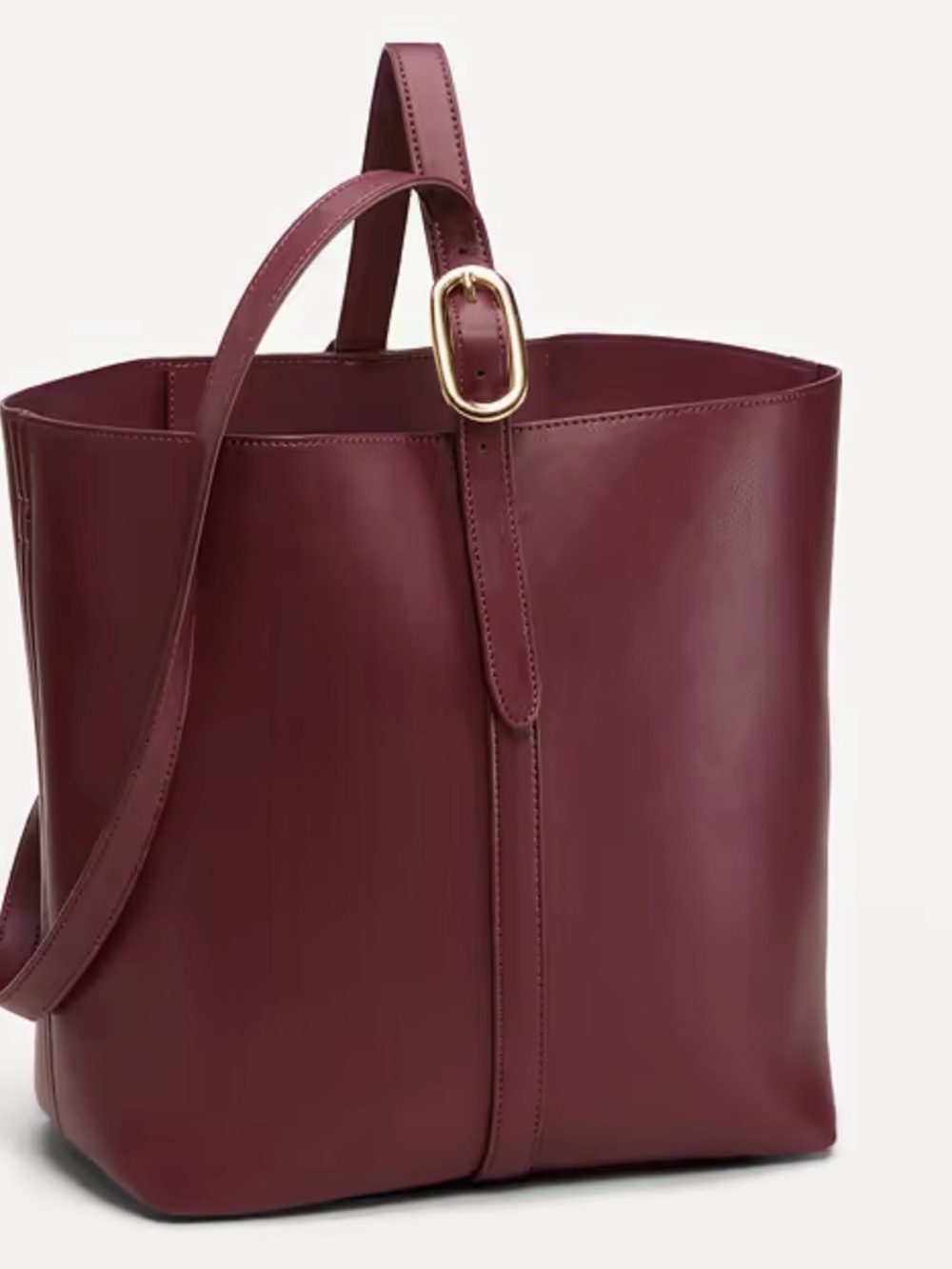 Old Navy Rich Burgundy Faux-Leather Tote with Adjustable Strap